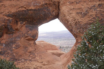 Arch in Arches National Park in winter