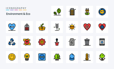 25 Environment And Eco Line Filled Style icon pack