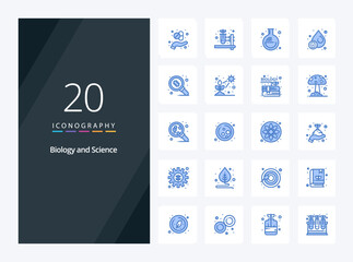 Fototapeta na wymiar 20 Biology Blue Color icon for presentation