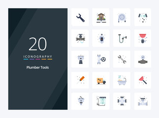20 Plumber Flat Color icon for presentation