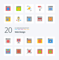 20 Web Design Flat Color icon Pack like web graphics web new add