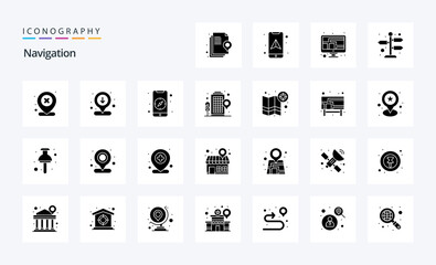 25 Navigation Solid Glyph icon pack