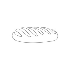Loaf of bread in one continuous line drawing. Bakery and cafe concept. Hand drawn vector illustration.