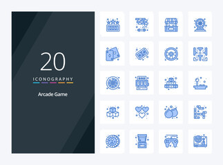 Fototapeta na wymiar 20 Arcade Blue Color icon for presentation