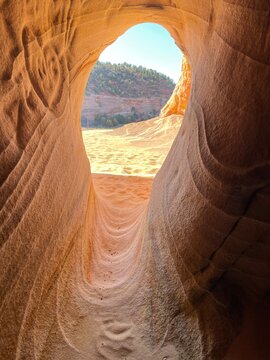 Hole In Red Sandstone Cave In Kanab, Utah