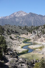 Mountain view from the Hot Creek Geological Site in Mammoth California 