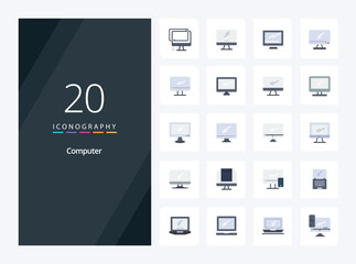 Fototapeta na wymiar 20 Computer Flat Color icon for presentation