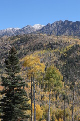 Snow capped mountains in southern Colorado in Autumn