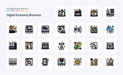 25 Digital Economy Business Line Filled Style icon pack