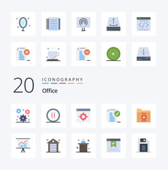 20 Office Flat Color icon Pack like business notice application document approve