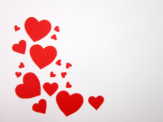   Background with paper cut shapes. Sainte Valentine's Day, Mother's Day, birthday greeting cards, invitation, celebration concept          