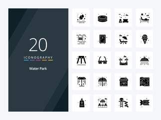 Fototapeta na wymiar 20 Water Park Solid Glyph icon for presentation