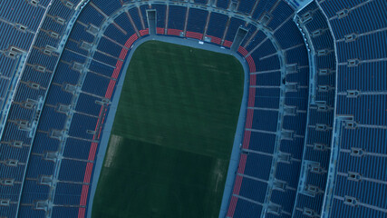 Top down aerial of stadium seating at football arena © StockedandLoaded