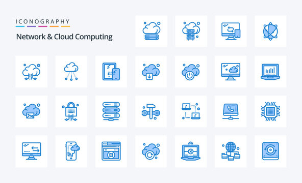 25 Network And Cloud Computing Blue Icon Pack