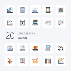 20 Learning Flat Color icon Pack like book doc file ball doc extension learning