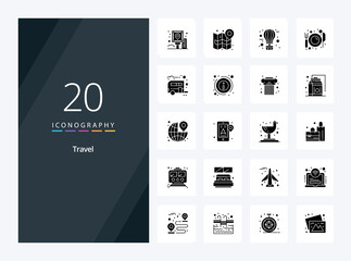 Fototapeta na wymiar 20 Travel Solid Glyph icon for presentation