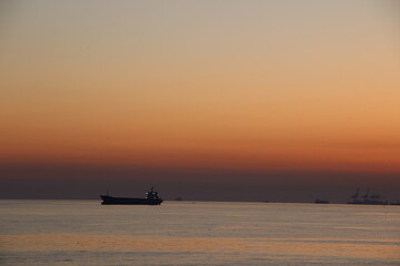 fishing boat at sunset