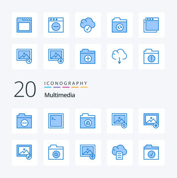 20 Multimedia Blue Color icon Pack like search image folder edit image