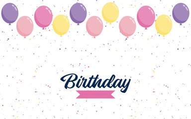 Happy Birthday lettering text banner with balloon Background