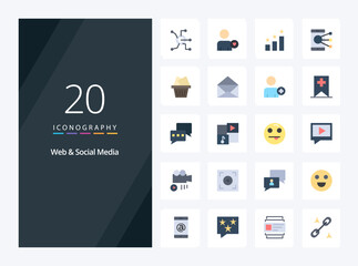 20 Web And Social Media Flat Color icon for presentation