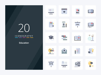 20 Education Flat Color icon for presentation