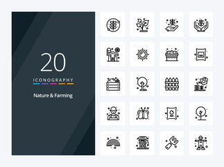 20 Nature And Farming Outline icon for presentation