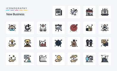 25 New Business Line Filled Style icon pack