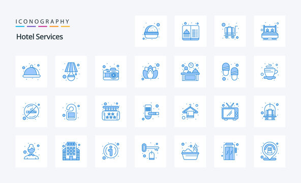 25 Hotel Services Blue icon pack