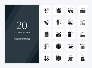 Fototapeta na wymiar 20 Internet Of Things Solid Glyph icon for presentation