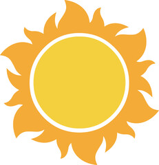 Yellow Sun Icon. Hand Drawn Illustration Isolated On Transparent Background