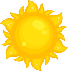 Yellow Sun Icon. Hand Drawn Illustration Isolated On Transparent Background