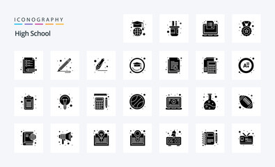 25 High School Solid Glyph icon pack