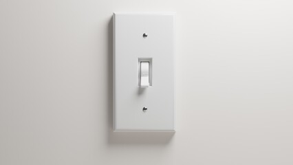 White light switch with one button in the off position isolated on transparent background. 3D render
