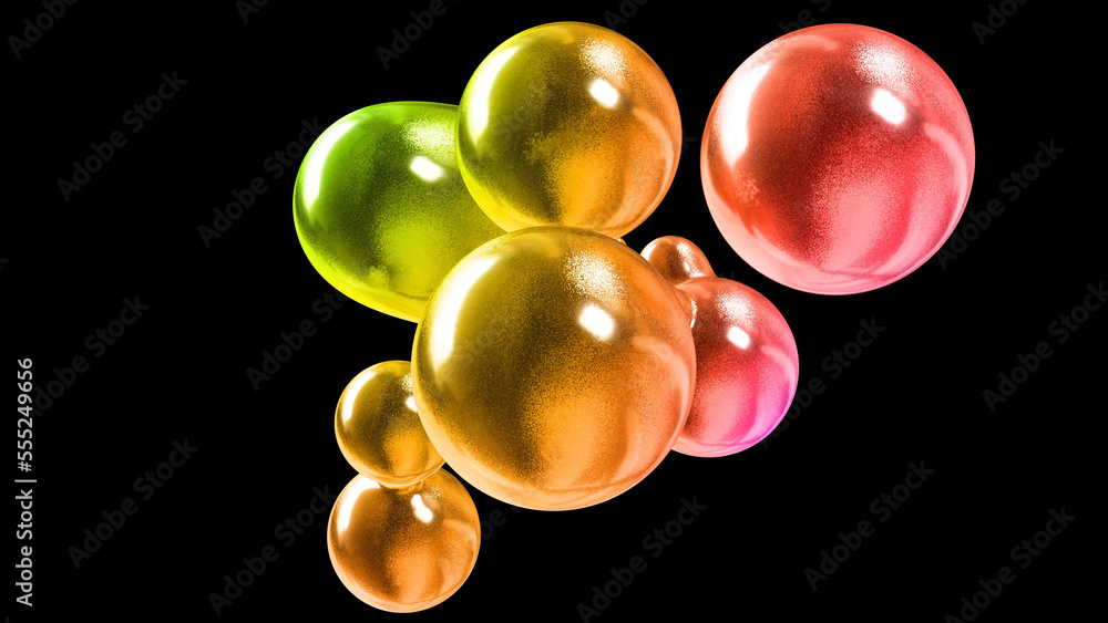 Aufkleber 3d rendering. amasing abstract background of metaballs or glisten bubbles as if glass drops or spher