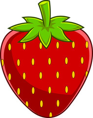 Obraz premium Cartoon Strawberry Fruit. Hand Drawn Illustration Isolated On Transparent Background