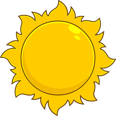 Cartoon Colorful Summer Sun Icon. Hand Drawn Illustration Isolated On Transparent Background