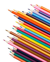 Many different colorful pencils collection