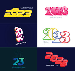 Big Set of 2023 Happy New Year logo text design 2023 number design template