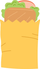 Tasty sandwich in paper package flat icon