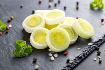 Fresh chopped sliced leek