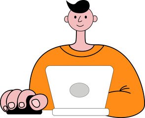 illustration of a guy with a laptop