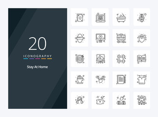 20 Stay At Home Outline icon for presentation