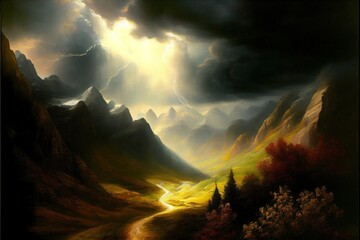 Obraz premium sunset in the mountains