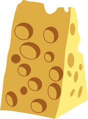 Triangular piece of cheese with large holes