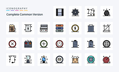 25 Complete Common Version Line Filled Style icon pack