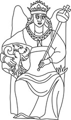 Tarot Marseille Middle Age Major Arcana vector lineart the empress L’Impératrice