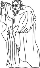 Tarot Marseille Middle Age Major Arcana vector lineart the Hermit L’Hermite