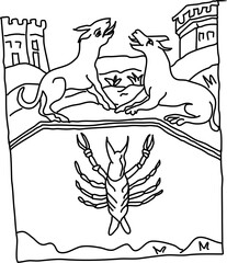 Tarot Marseille Middle Age Major Arcana vector lineart The Moon La Lune part 2