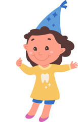 Cute cartoon tooth fairy flat icon Dentistry