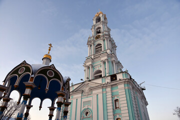 Trinity Sergius Lavra, Sergiev Posad, Russia. Color winter photo.